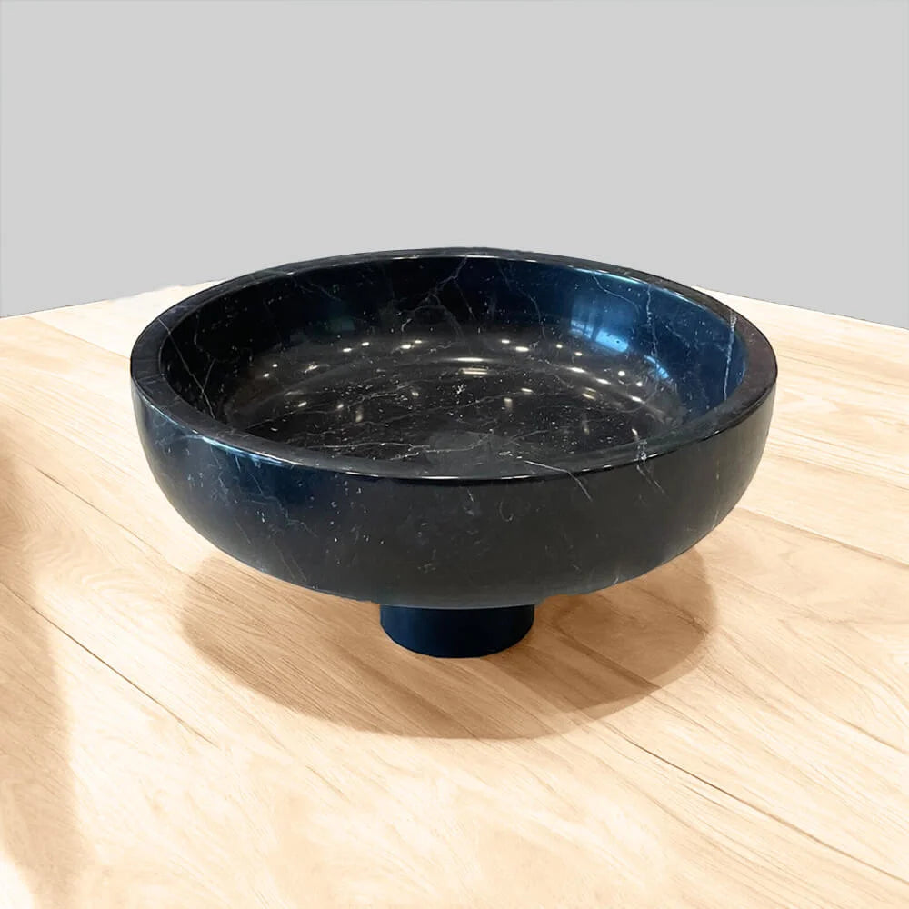 Floor Bowl in Black Marble