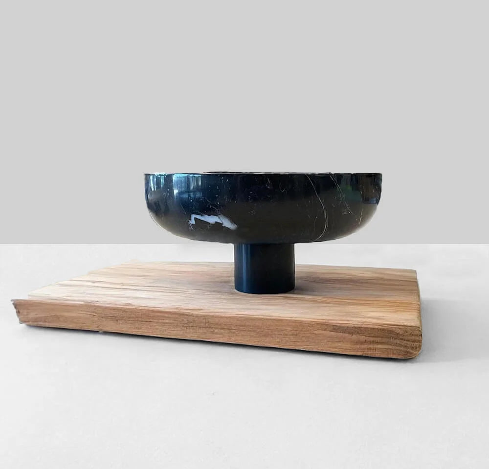 Kitchen Decorative Floor Bowl in Black Marble