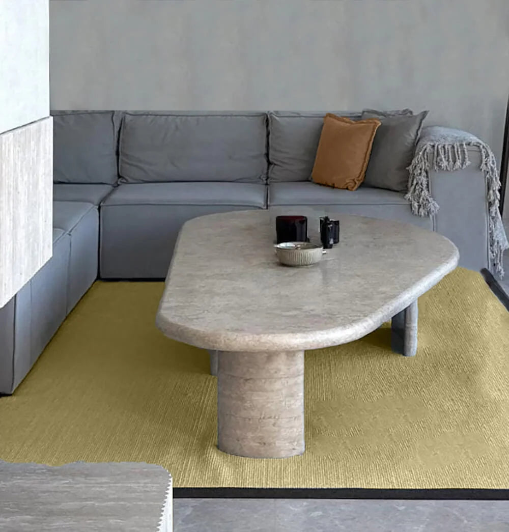 Travertine Custom Coffee Table Oval