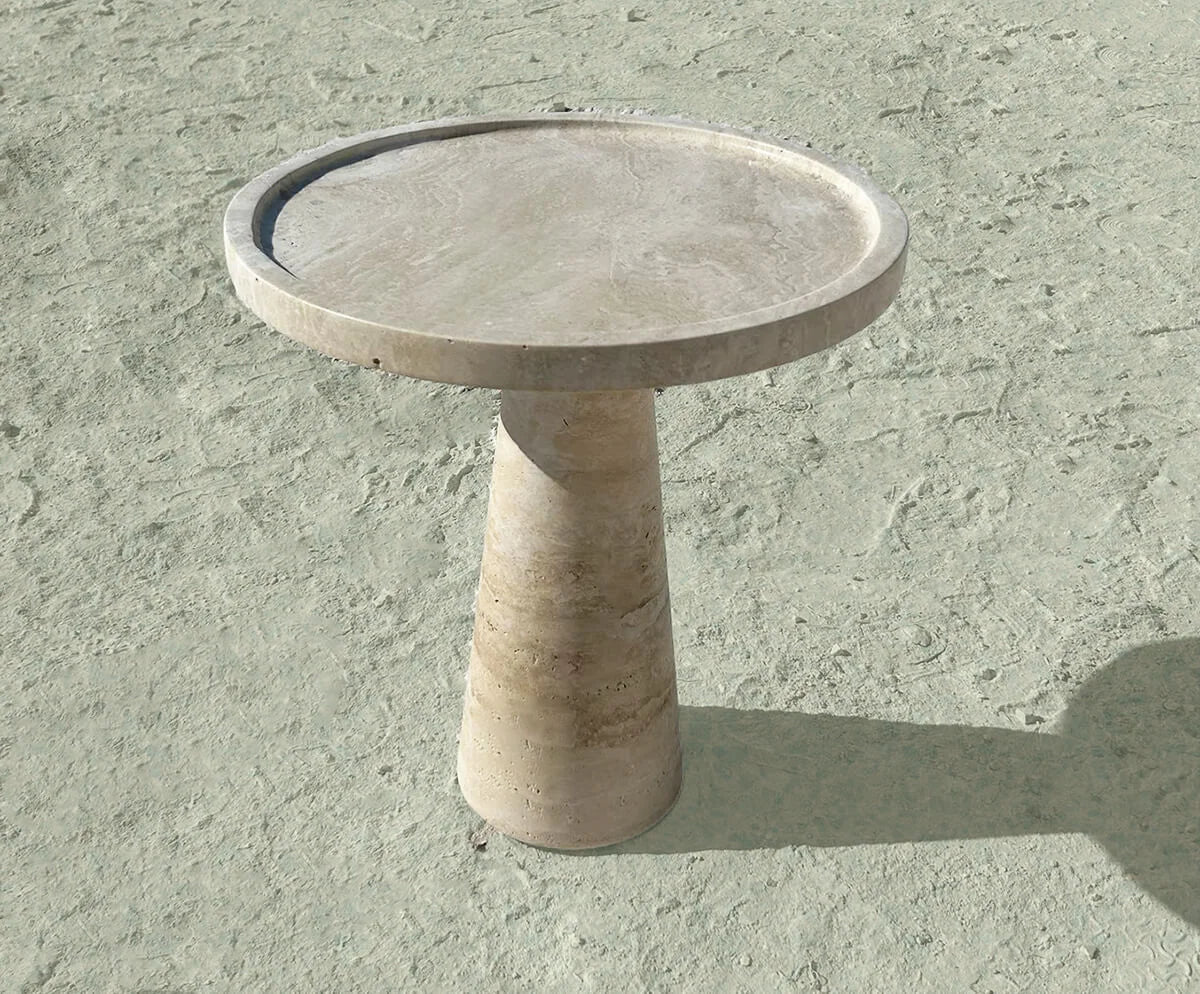 Beige Travertine Marble Side Table