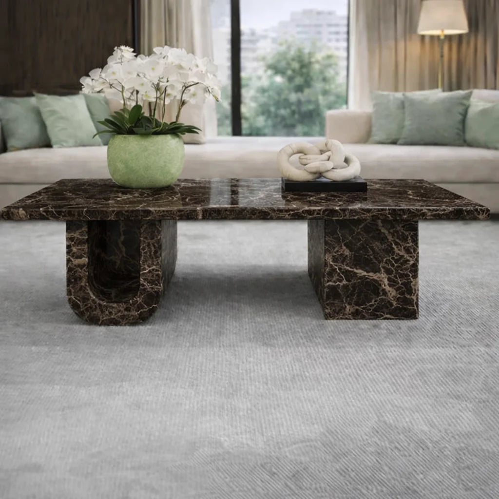 Emerald Arc Marble Coffee Table
