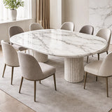 Fluted Elegance Marble Dining Table