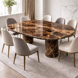 Fluted Elegance Marble Dining Table