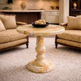 Gold Marble Pedestal coffee Table