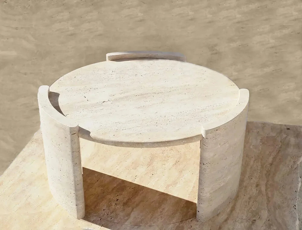 Handcrafted Travertine Coffee Table