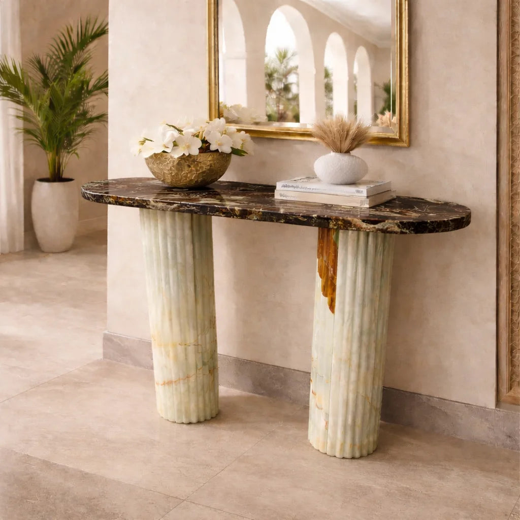 Lunara Fluted Marble Console