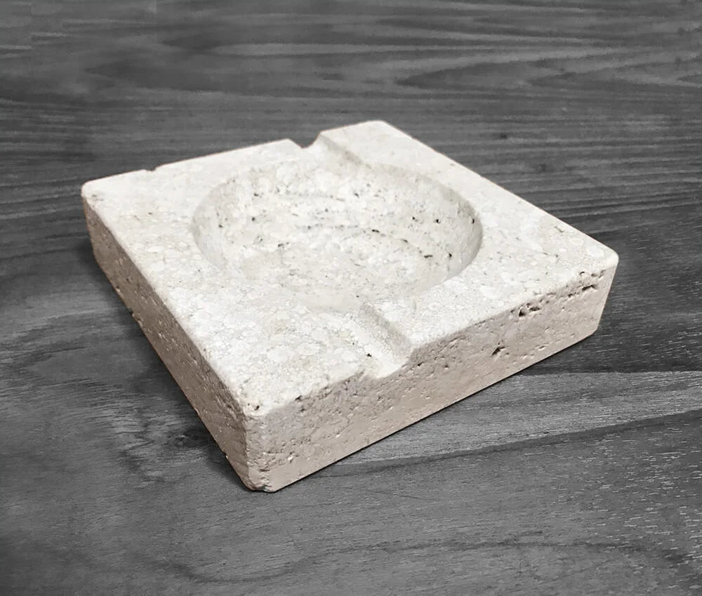 Italian Ashtray in Travertine Marble