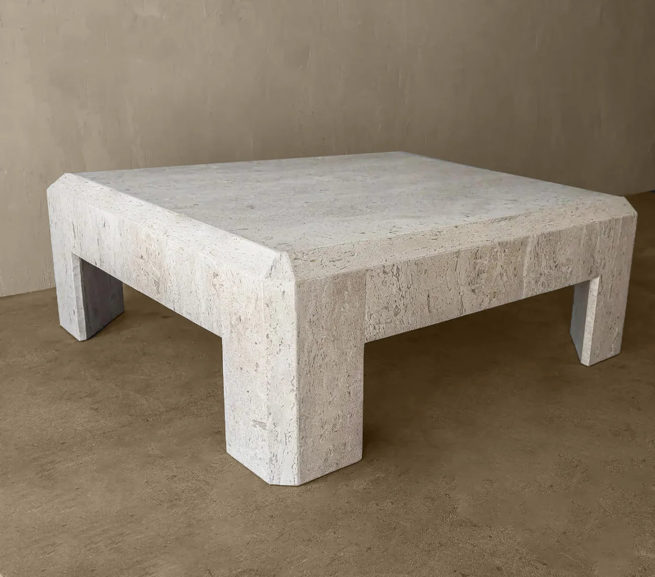 Minimalist Travertine Square Coffee Table