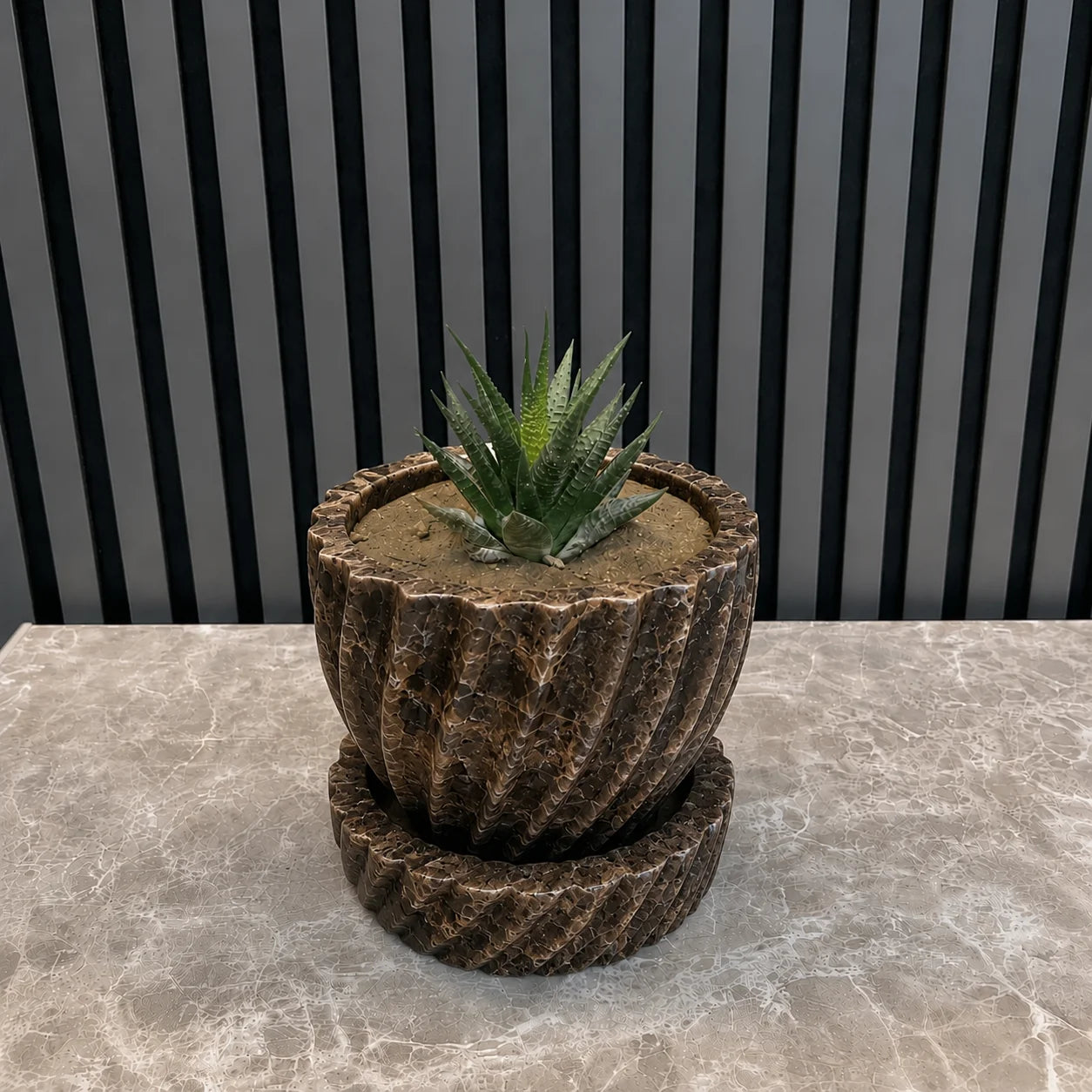 Nova Fluted Marble Planter