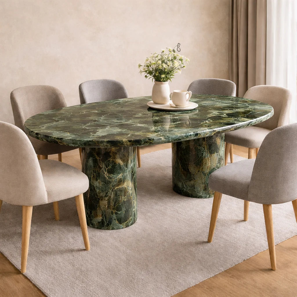 Oval edges Beige dining Table