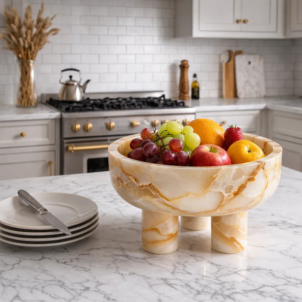Pedestal Marble Serving Bowl