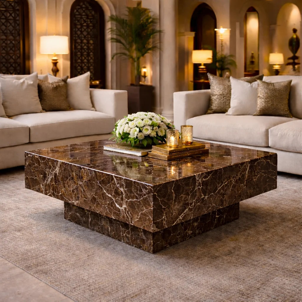 Rosso Levanto Marble Coffee Table