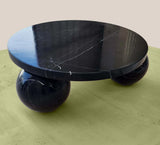 Round Black Marquina Marble Coffee Table
