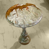 round onyx marble side table polished
