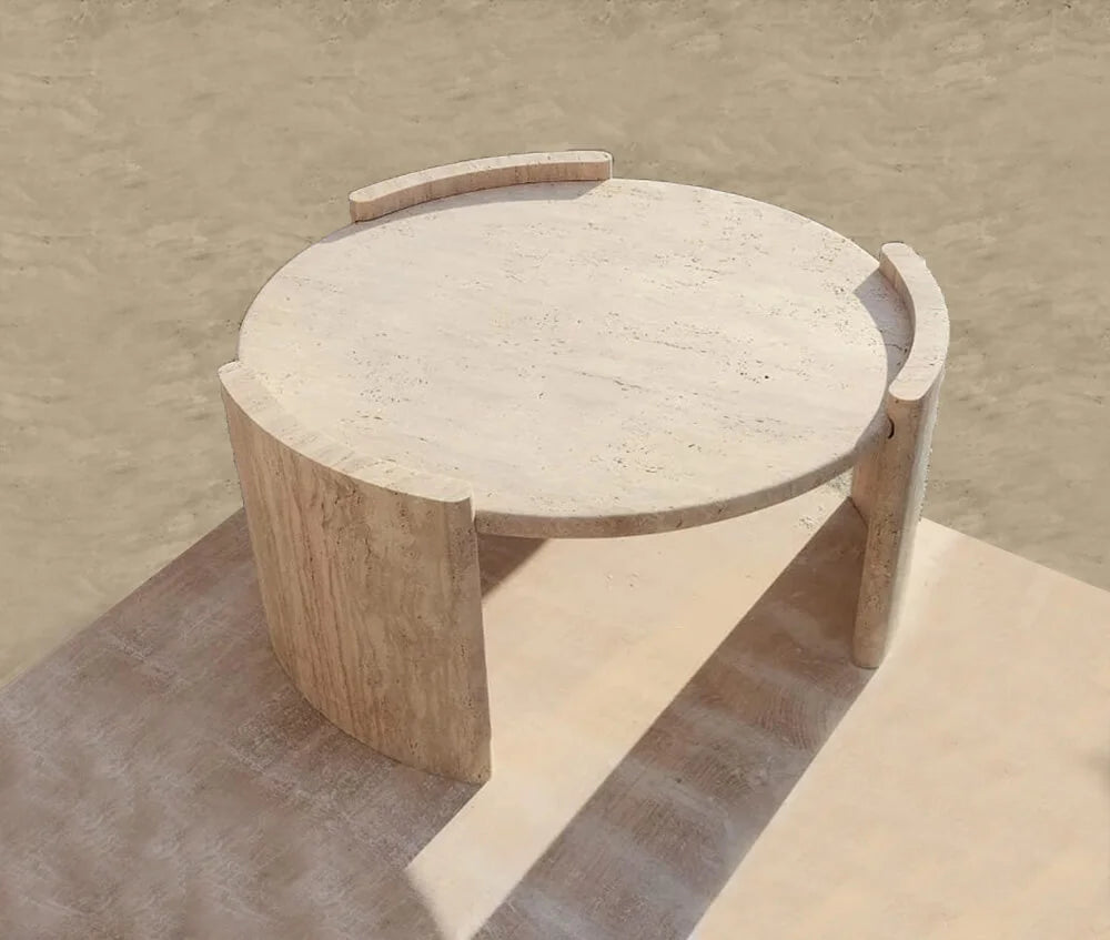 Round Travertine Coffee Table