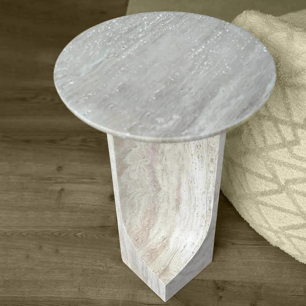 Small Travertine Coffee Table Handmade for restaurant