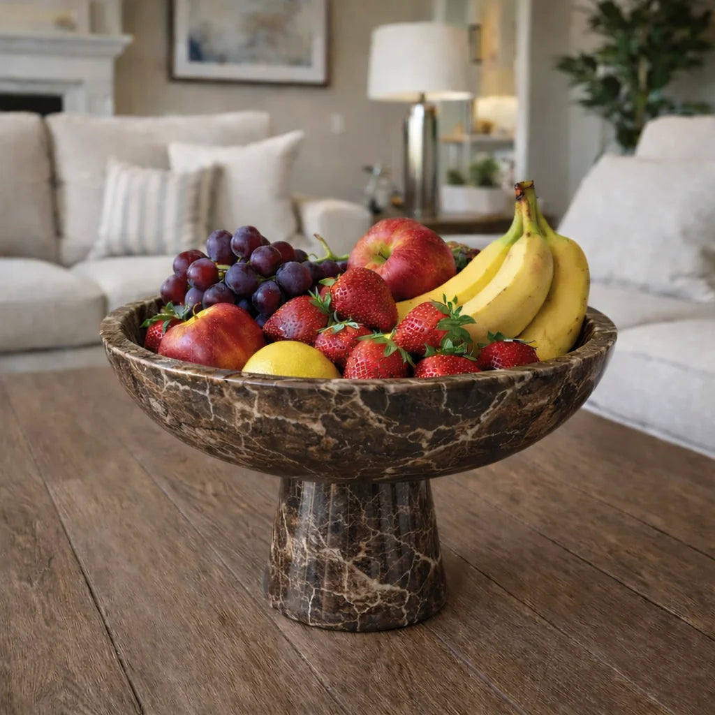 Stone Pedestal Serving Bowl