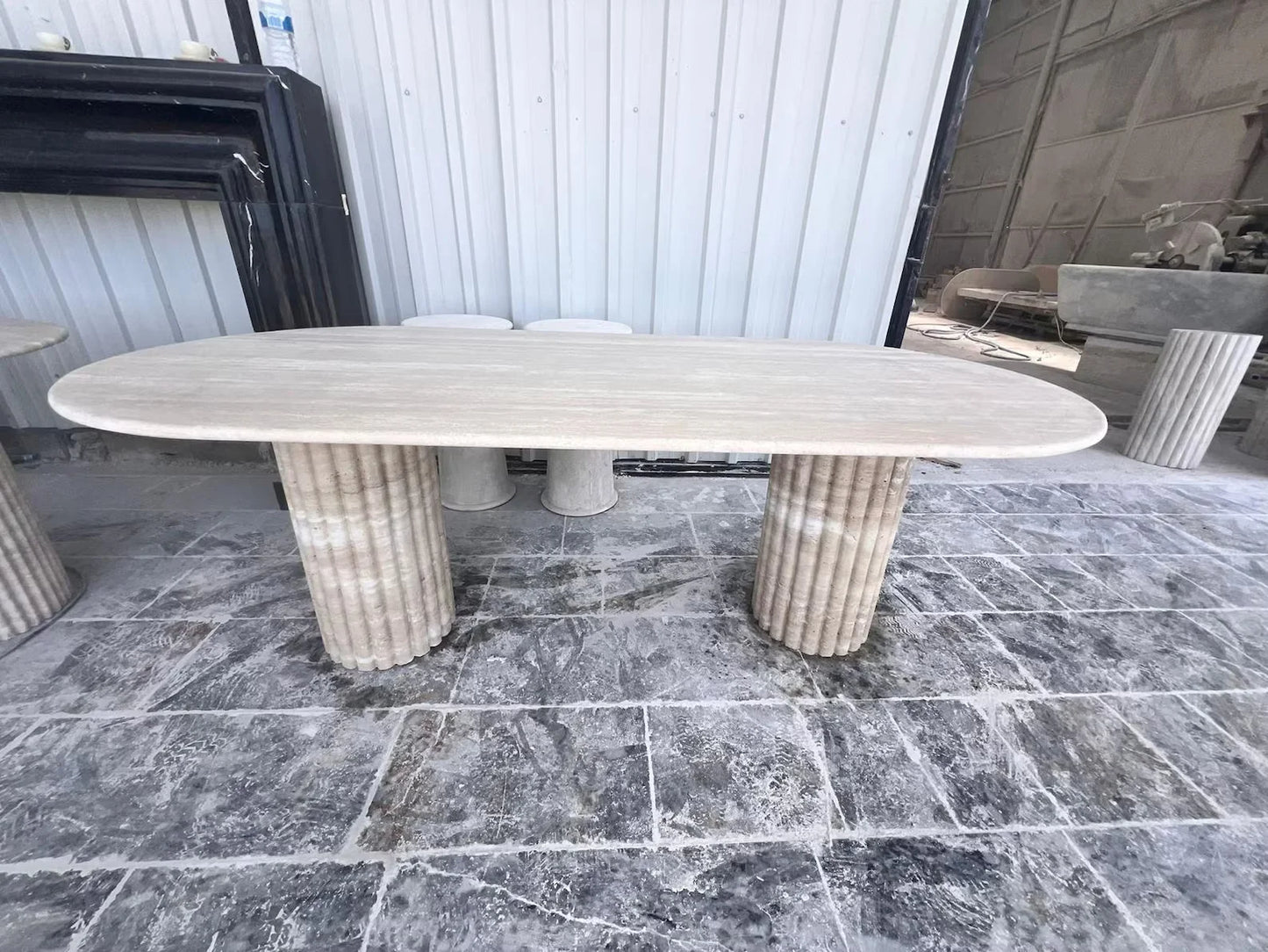 Modern Oval Stone Dining Table