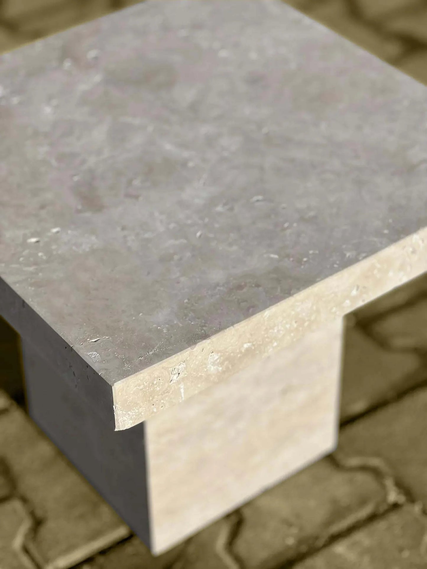 Small Minimalist Travertine Coffee Table