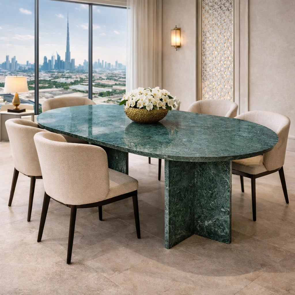 modern-green-oval-dining-center-table