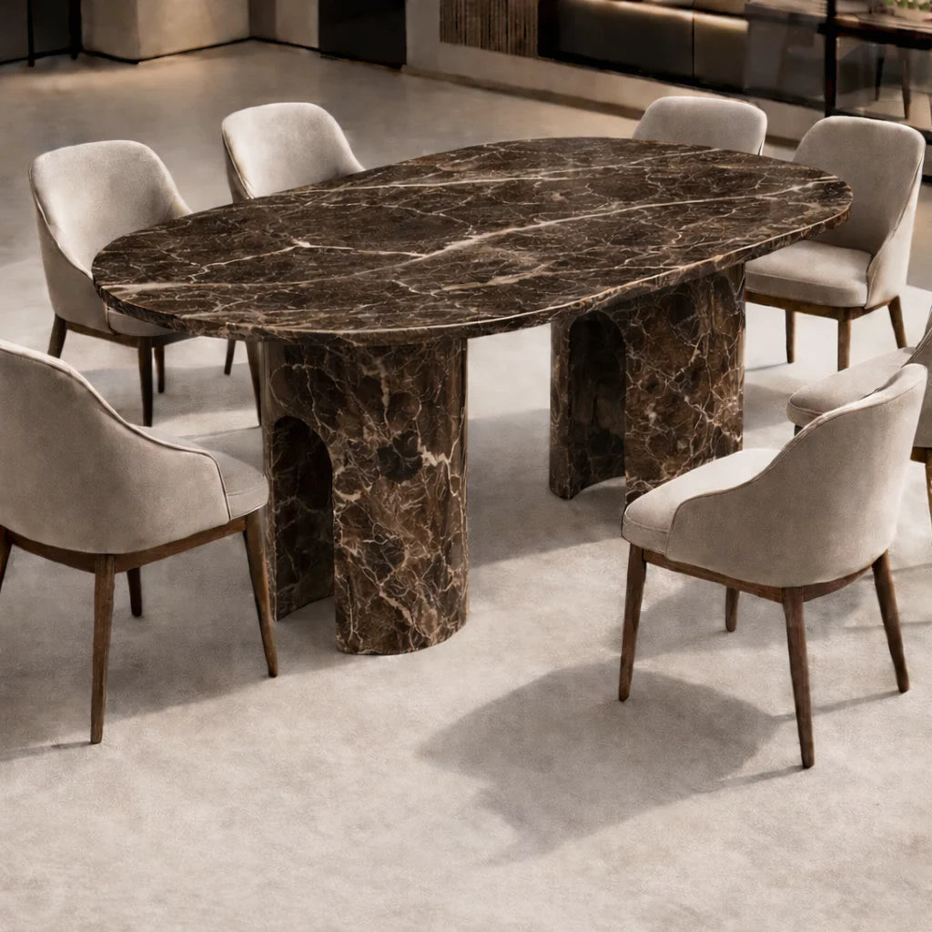 Arch Pillar Marble Dining Table