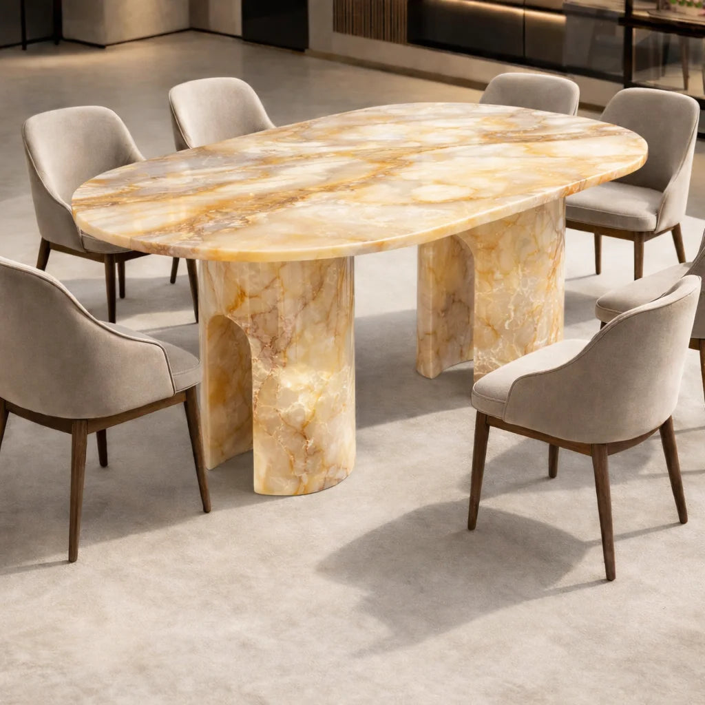 Arch Pillar Marble Dining Table
