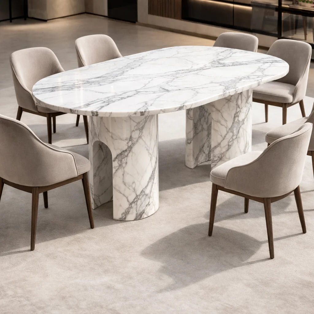 Arch Pillar Marble Dining Table