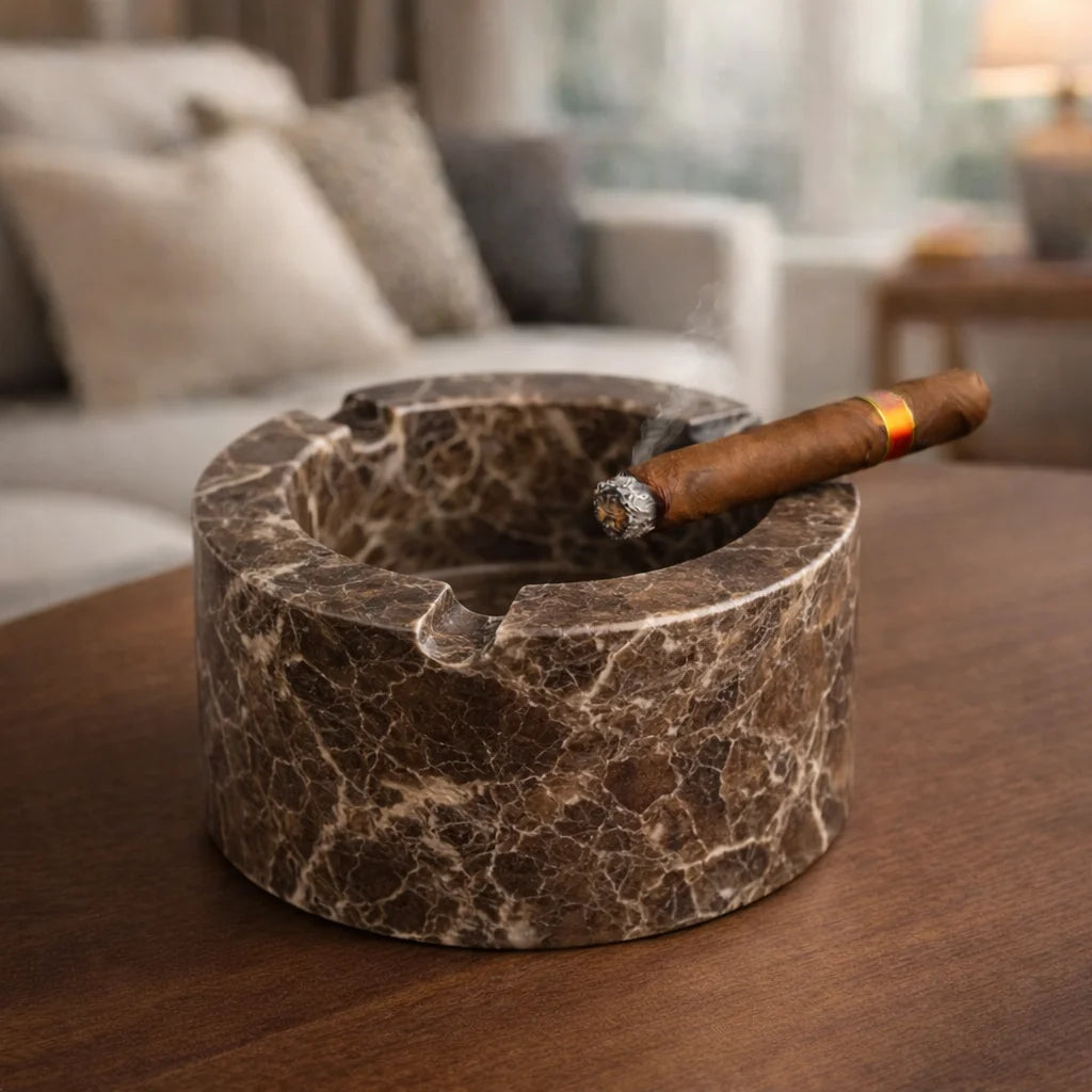 Beige ciger Round Ashtray