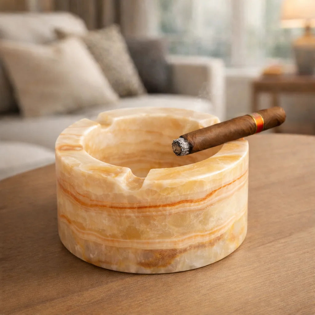 Beige ciger Round Ashtray