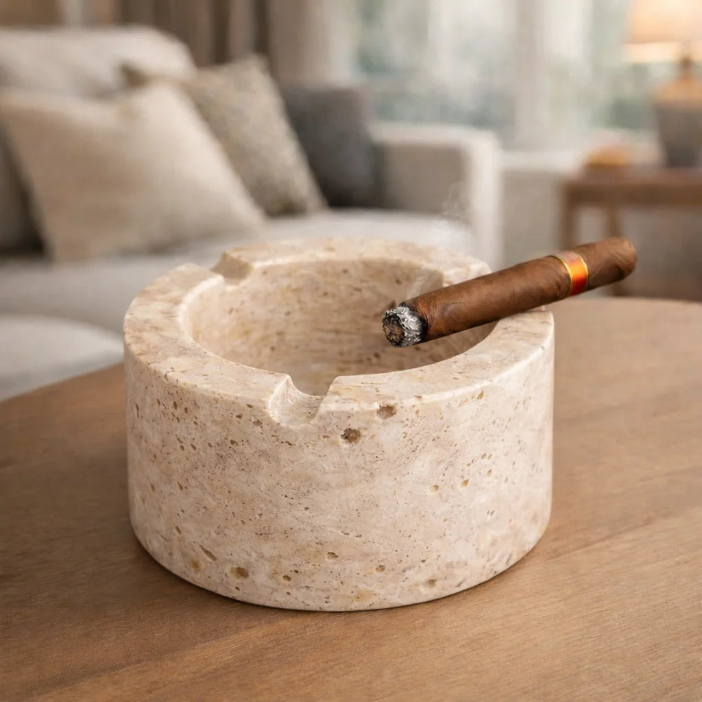 Beige ciger Round Ashtray