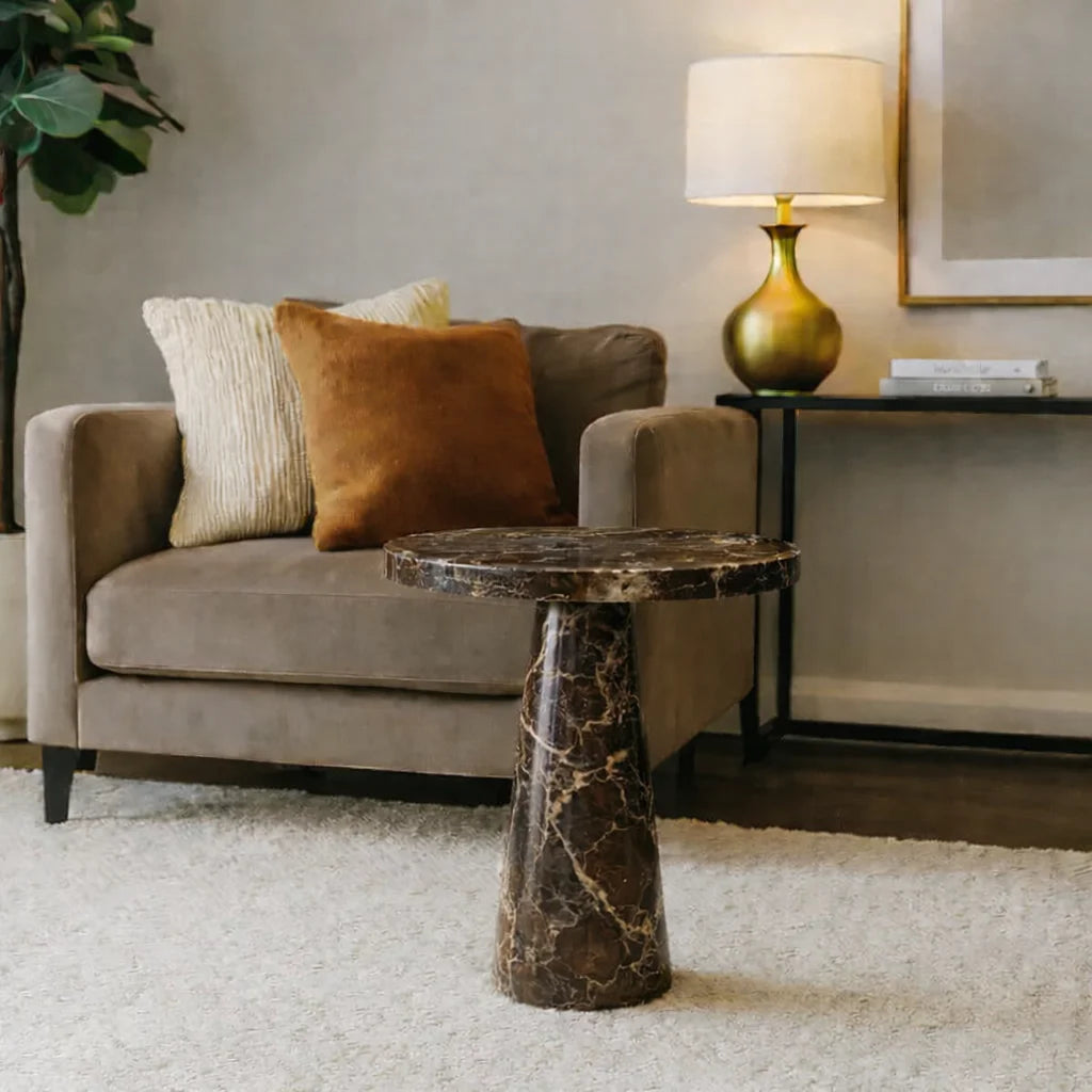 Beige  Round Side Table