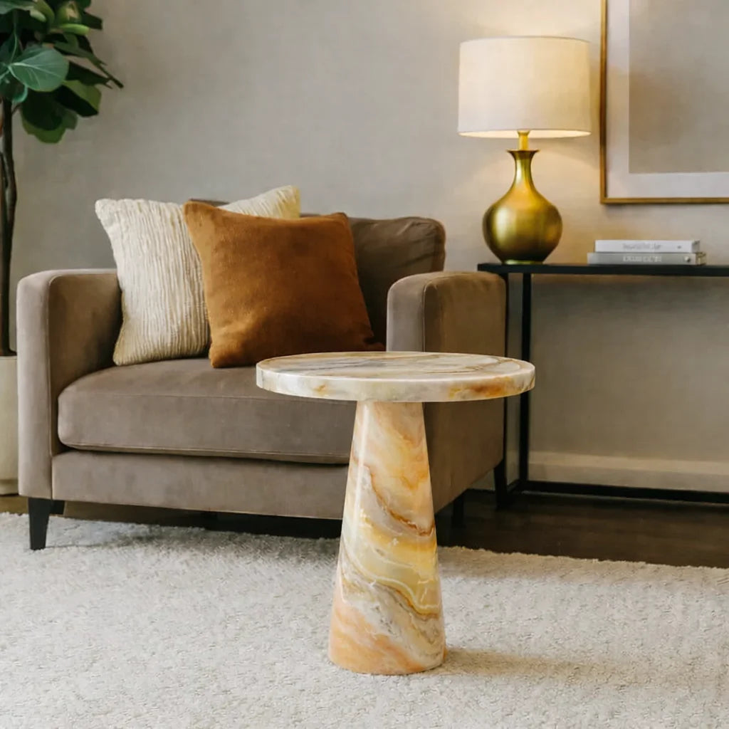 Beige  Round Side Table