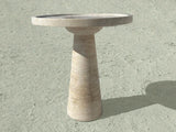 Beige Travertine Marble Round Side Table in Dubai