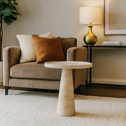 Beige  Round Side Table