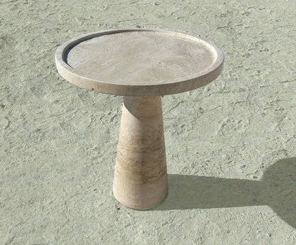 Beige Travertine Marble Side Table 