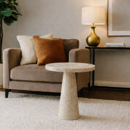 Beige  Round Side Table