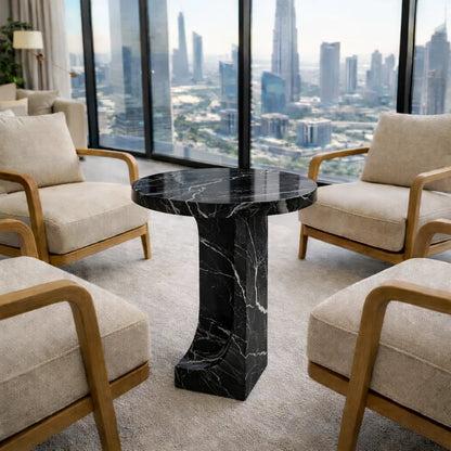 Modern Round Marble Pedestal Coffee Table