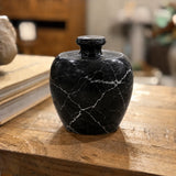 Travertine Stone Lidded Jar