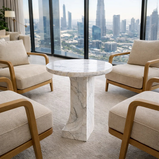 Modern Round Marble Pedestal Coffee Table