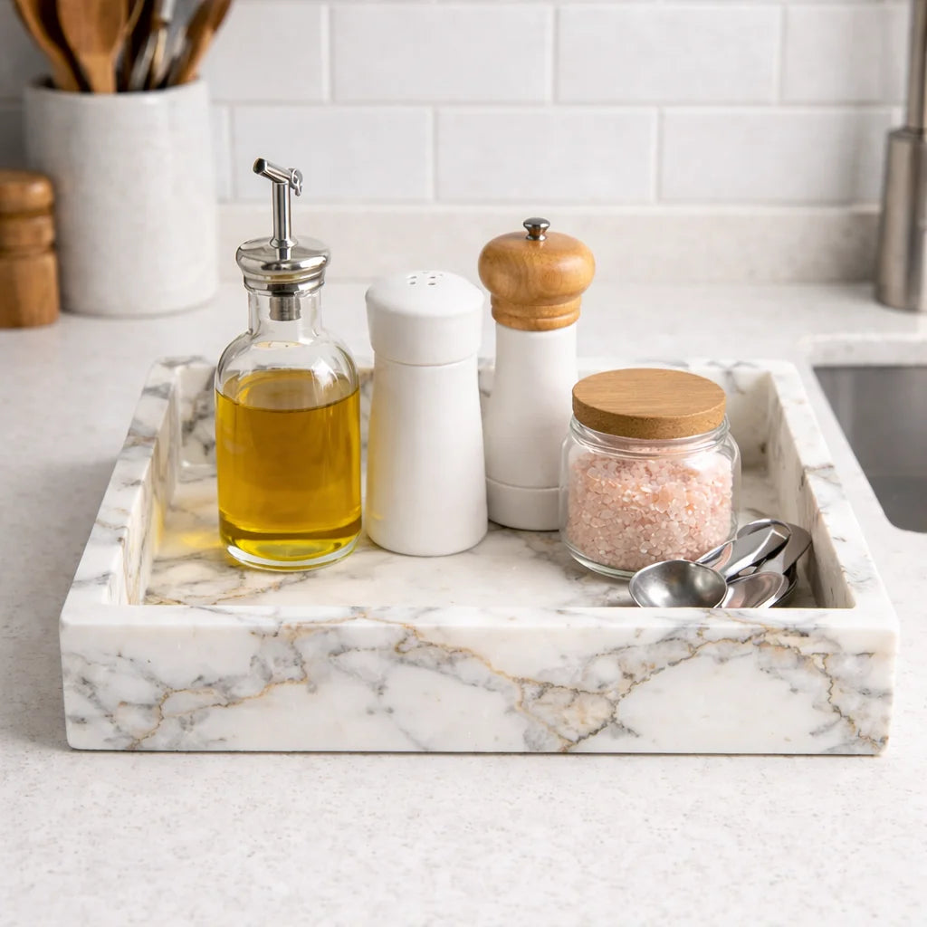Travertine Marble Tray for Vanity