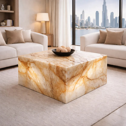 Plinth Carrara Marble Coffee Table