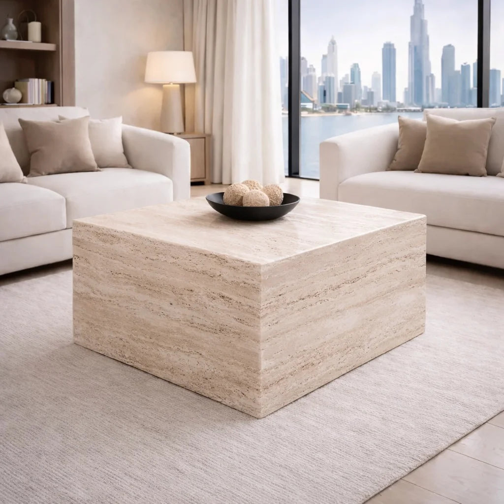 Plinth Carrara Marble Coffee Table
