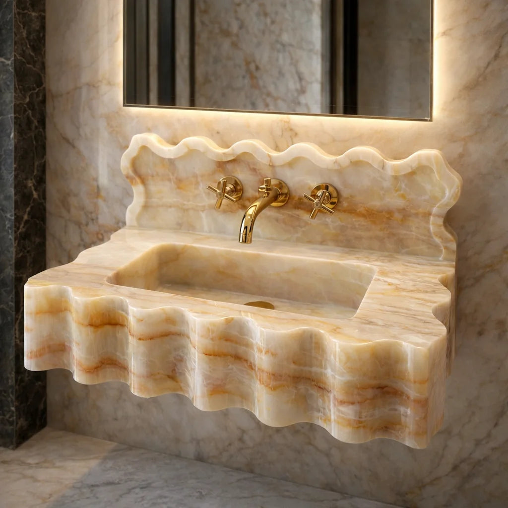 Carrara Marble Wall Mount Sink