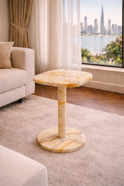 Custom Square Travertine Side Table