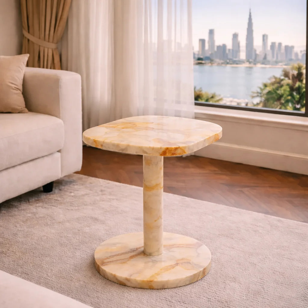 Custom Square Travertine Side Table