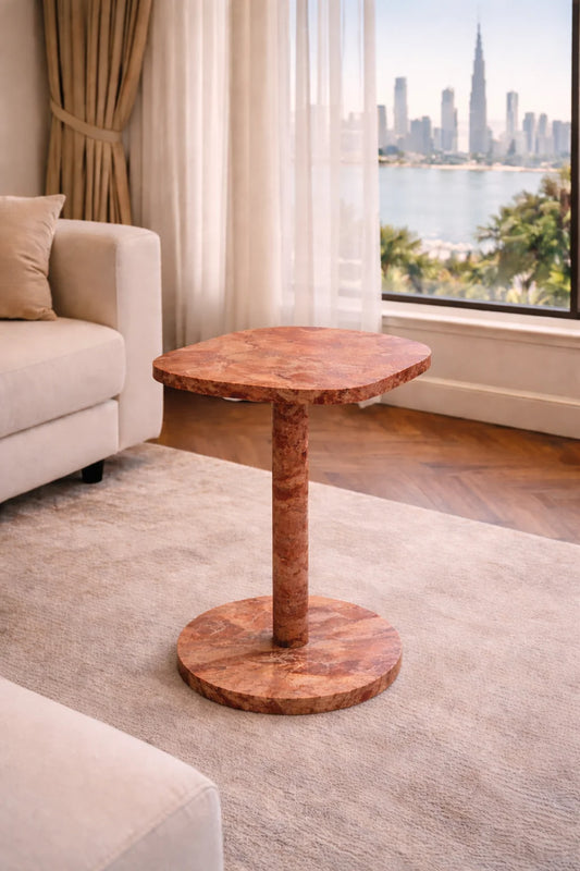 Custom Square Travertine Side Table