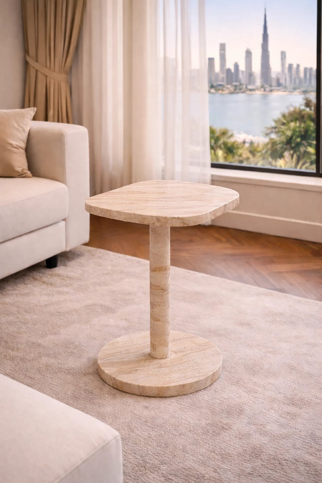 Custom Square Travertine Side Table