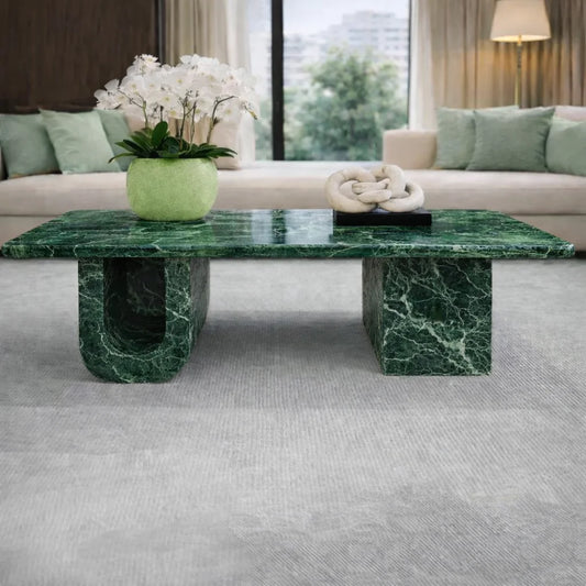 Emerald Arc Marble Coffee Table
