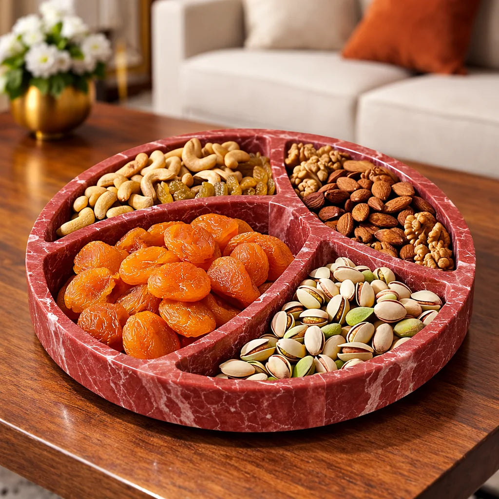 Dry Fruits Round Marble Tray