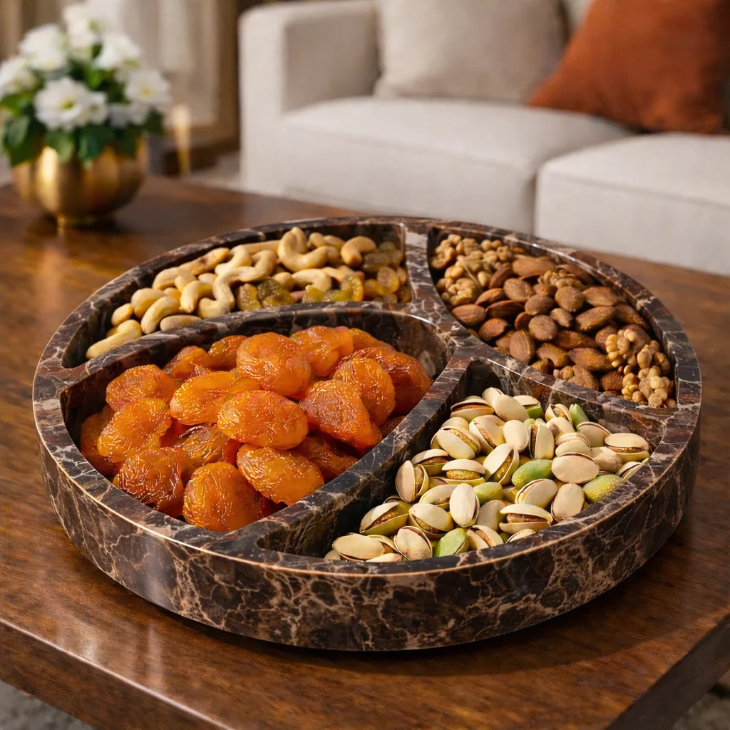 Dry Fruits Round Marble Tray